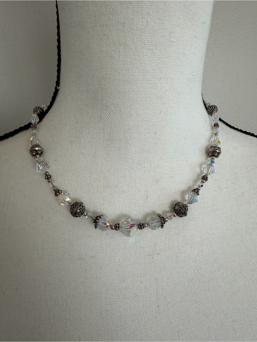 Tres Jolie Accessories Clear Crystal and Antique Silver Necklace and Earrings